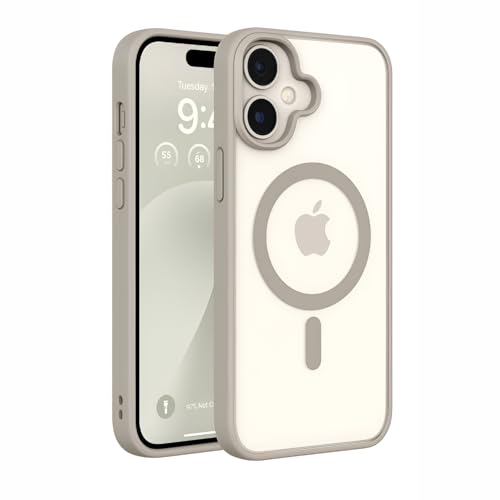 Image of AIBEX Clear Mag-Saf Case for iPhone 16-1,500 G Strong Magnetic Lock, Crystal-Clear Anti-Yellowing Back | Military-Grade Drop Protection | Camera Guard, Slim & Lightweight - Grey
