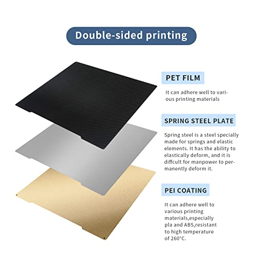 Image of Double Sided PET+PEI Build Plate Textured Sheet 241x253.8mm Flexible PET+PEI Print Bed Without Magnetic Build Plate for Prusa i3 MK2 MK2.5 MK3 MK3S MK4 Core One