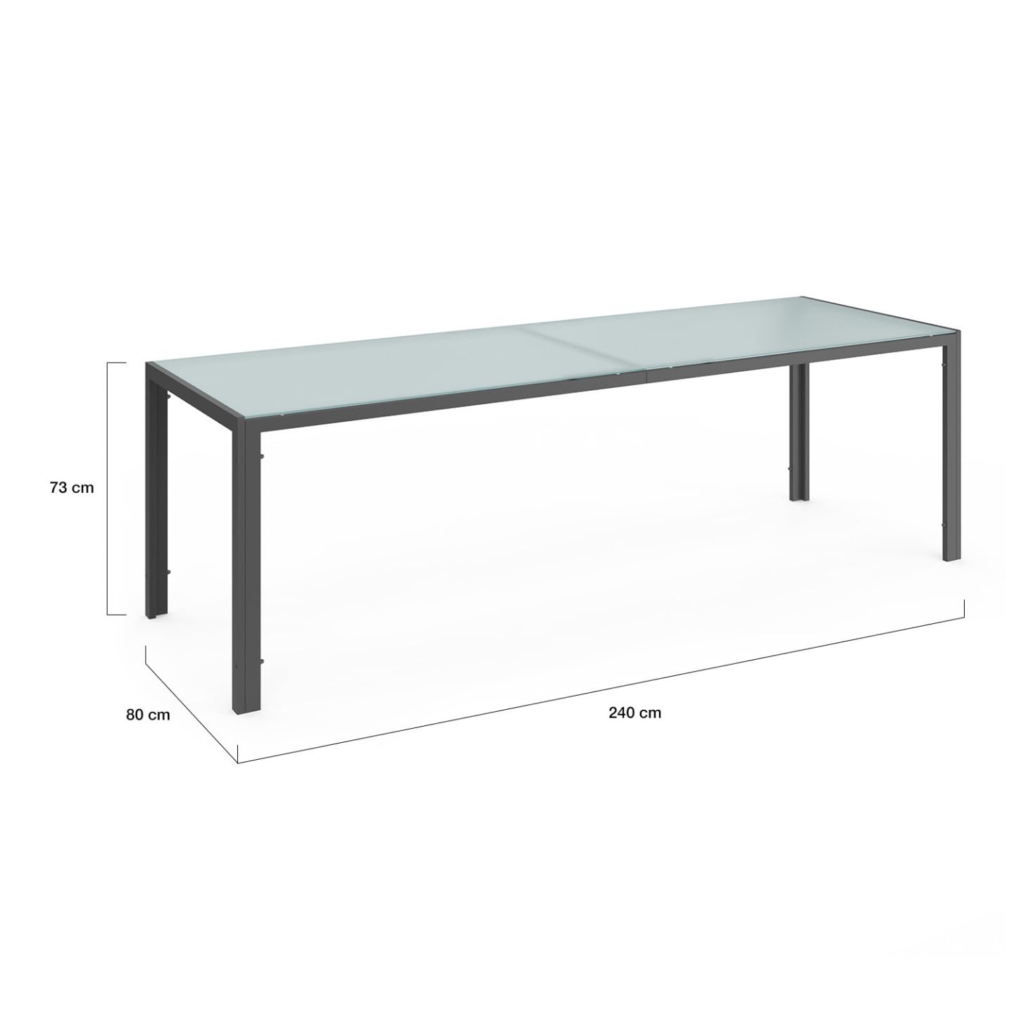 IDMarket - Salon de Jardin Madrid Table 240 CM et 10 chaises empilables Gris Anthracite Plateau Clair