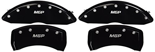 Image of MGP Caliper Covers 22073SMGPBK 'MGP' Engraved Caliper Cover with Black Powder Coat Finish and Silver Characters, (Set of 4)