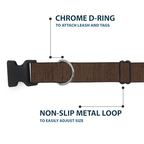 Collier grain de bois vertical à clip plastique réglable marron pour chiens