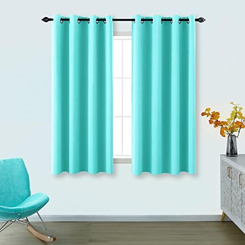 KOUFALL Sage Green Curtains 63 Inch Length for Bedroom 2 Panels Grommet Window Treatments Room Darkening Insulated Blackout Thermal Boho Drapes for Living Room Set Decor 52x63 Inches Long Light Green