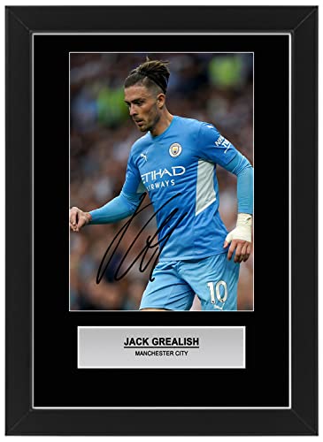 Jack Grealish - Póster de fútbol firmado - Extremo o o centrocampista atacante para Manchester City, pantalla de impresión autografiada, regalo de mercancía para fanáticos (sin marco, A3) Cover