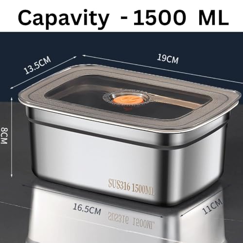 Image of SUS 316 Stainless Steel Food Containers with Lids, Airtight Bento Lunch Box, Metal Meal Prep Food Containers Reusable Stackable | Nestable Oven /Dishwsher /Freezer Safe (1200+1500ml - 4pcs)