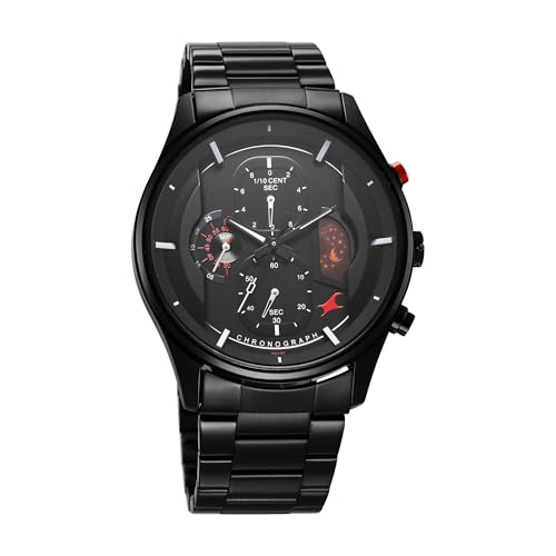 Image of Fastrack Opulence Quartz Chronograph Black Dial Black Metal Strap Watch for Guys - NT3315KM01