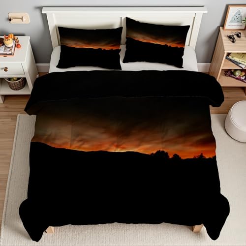 Generico Piumino Matrimoniale Tramonto Trapunte Tramonto Piumone Imbottito Resistente Lavabile, Super Morbida Trapunta, piumini 200x200 cm in Microfibra Reversibile e 2 Federa 50x80 cmT5518