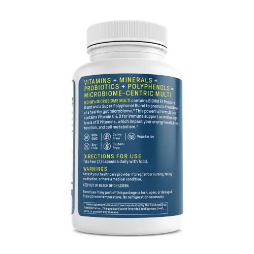 Biohm Microbiome Multi + Probiotics - 21 Vitamins & Minerals, Green Tea, Glutamine, Antioxidants- 60Ct/30 Servings For Men And Women - Non-Gmo, Gluten Free, Vegetarian #TOP2