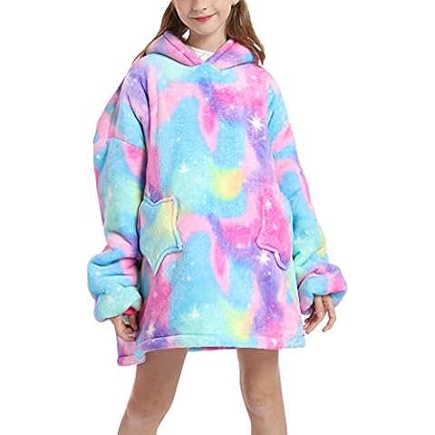 Kids Oversized Blanket Hoodie,Wearable Blanket Sweatshirt for Girl Boy, Sherpa FLeece Hooded Pullover with Pocket for Children Teens Aged 5-15 Cover