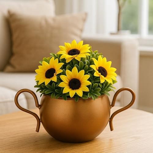 Image of CINAGRO Metal Flower Vase Planter Pot, Pots for Plants, Plant Pots for Home Decoration, Succulent Pot, Indoor Planter Garden Decor Style: Grand Manor
