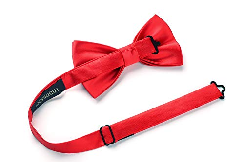 Image of HISDERN Bow Ties for Men Solid Color Pre-Tie Bow Tie and Pocket Square Set Classic Formal Tuxedo Bowties for Wedding Party
