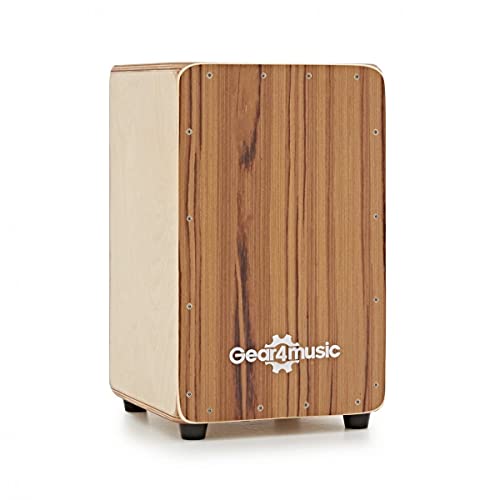 Compacto Cajon de Gear4music con cojín de asiento y Funda de Transporte Teca