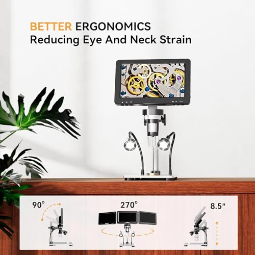 Image of Tobo DM9 7'' LCD Digital Microscope 1200X, 1080P Coin Microscope with 12MP Camera Sensor, 10 LED Lights - Ideal for Coin Collectors and Electronics Enthusiasts, Windows /Mac OS Compatible