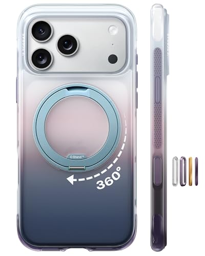 TORRAS iPhone 17 Pro Max �p �P�[�X Ostand O3 Air�y�G�A�o�b�O�ی�E���R�ɗn�����ރO���f�[�V�����z MagSafe�Ή� 360°��]�X�^���h �c�����Ή� ���C�����X�[�d ����̋L�^�E�B�e�ɍœK �y�� �ϏՌ� �w��h�~ 