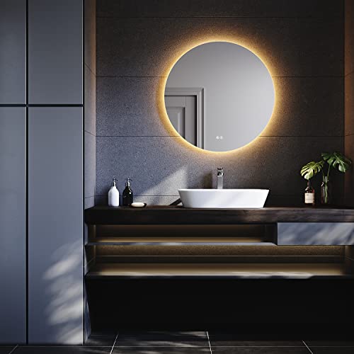 Miniatura 8 de Sonni Espejo Baño Con Luz Regulable 3 Colores Antivaho 80x80 Cm Espejo Baño Led Redondo Pared Con Interruptor Táctil Ip65