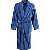 Cawö Bademantel mit hochwertigem Stickmotiv Velours-Frottier blau Größe 52