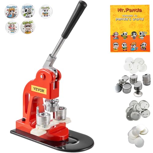 VEVOR Button Maker Machine, 25mm (1 inch) Badge Punch Press Kit, Children DIY Gifts Pin Maker, Button Making Supplies with 500pcs Button Parts & Circle Cutter & Magic Book