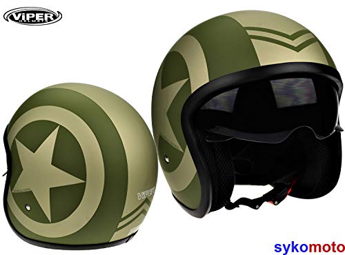 CASCO JET VIPER RS-V06 EJÉRCITO ABIERTO ESTILO VINTAGE RETRO CHOPPER 