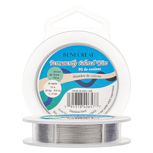 BENECREAT 15m 0.38mm 49-Strang Tiger Tail Perlendraht 316 Edelstahl Nylonbeschichtet Craft Jewelry Perlendraht für Crafts Jewelry Making