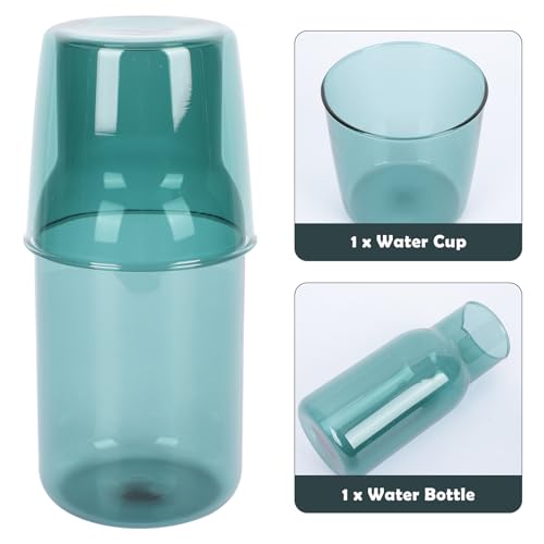 Set de vaso y botella de vidrio color azul celeste miniatura 3