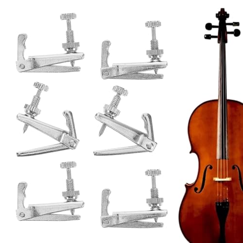YAZWUR 6 Pcs Violin Feinstimmer Geigensaiten Feinstimmer (4/4, 3/4) (Silber)