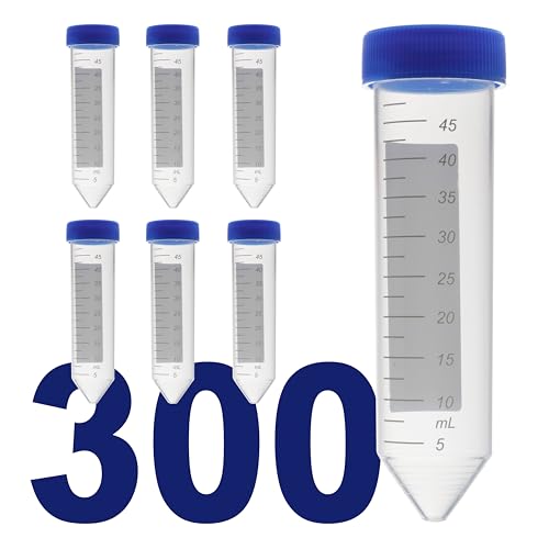 Image of Kashi Scientific 50mL Screw-Cap Conical Centrifuge Tubes, Sterile Transparent Test Tubes with Printed Graduation and Write-on Spot [50mL, 300]