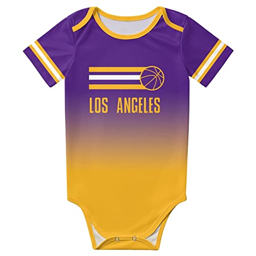 Custom Newborn Clothes,Baby Short Sleeve Basketball Clothes,City Gradient?Bodysuit,Personalized Baby Name Number2