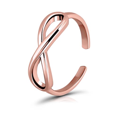 Hoops & Loops Rose Gold Flashed Sterling Silver Figure 8 Infinity Toe Ring