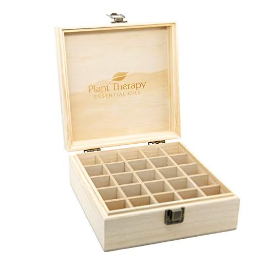 Plant Therapy Essential Oil Storage Box Case - Wooden Organizer Holds 25 Bottles 5 mL, 10 mL and 15mL Sizes - Pine Wood Holder Safe For Carrying And Home Storage Display