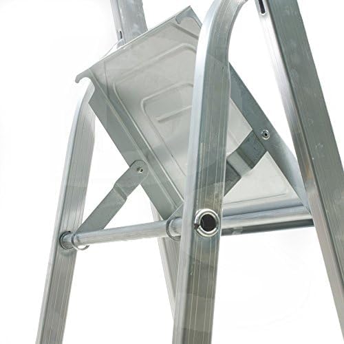Kasart Escalera de uso doméstico de aluminio, capacidad de 150 kg, fabricada en Italia, certificada EN 131 (5 peldaños)