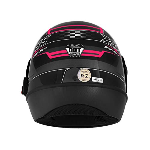 Pro Tork Capacete Super Sport Moto 56 Grafite/Rosa