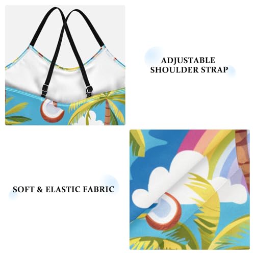 Coconut Tree Rainbow Girls One Piece Swimsuits Summer Quick Dry Beach Bathing Suit4