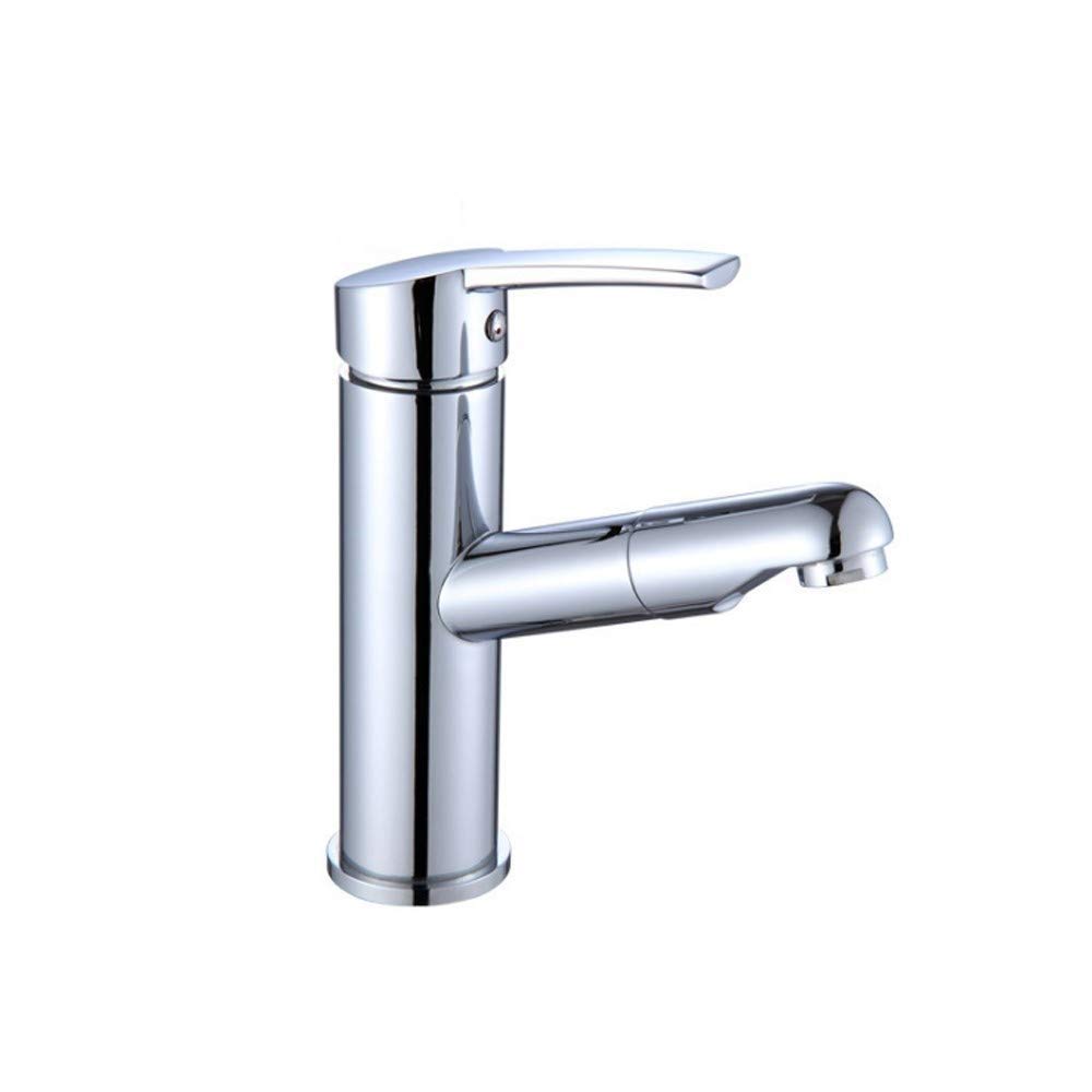 Robinet de salle de bain extractible à corps rond et jet d'eau chaude froide réglable