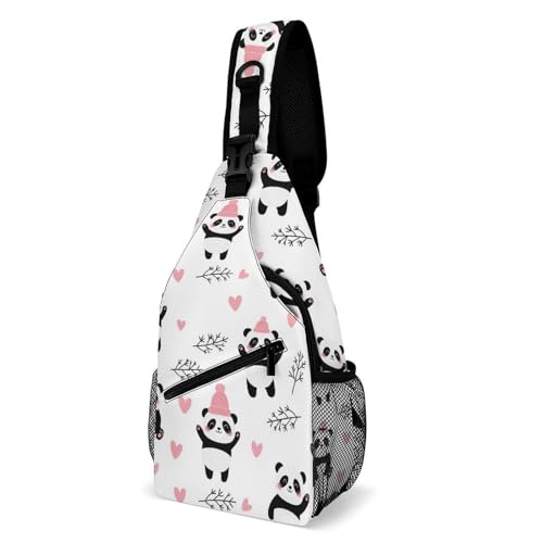 Sac de poitrine panda mignon avec sangle réglable et dos respirant de sport