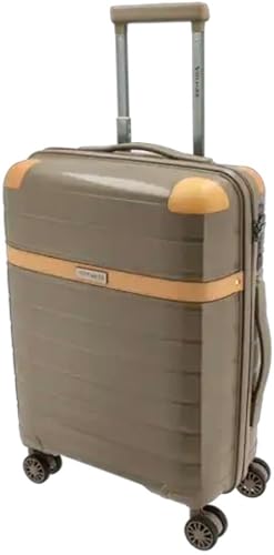 Hard Shell Trolley Carry-On Suitcase, Olive Green with Tan Trim