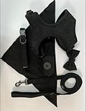 Generisch Hundegeschirr Set M aus Cord – 6-teilig Schwarz – Ultra-Bequem & Verstellbar – Inkl. Leine, Halsband, Bandana, Fliege & Kotbeutelspender – Soft-Geschirr für mittelgroße Hunde