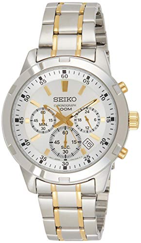 Seiko Men's 43.6mm Two Tone Steel Bracelet Steel Case Quartz Silver-Tone Dial Analog Watch SKS607P1