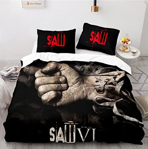 Juego De Ropa De Cama 3D De Sierra De Película De Terror Juegos De Fundas De Edredón con Fundas De Almohada Textiles para El Hogar Tamaño Doble Queen King para Decoración De Dormitorio 135 * 200cm