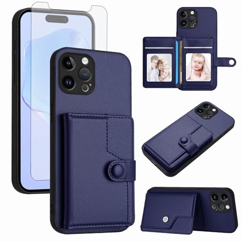 Coque iPhone 12 Pro Max Asuwish avec protège-écran verre trempé et porte-carte RFID noir