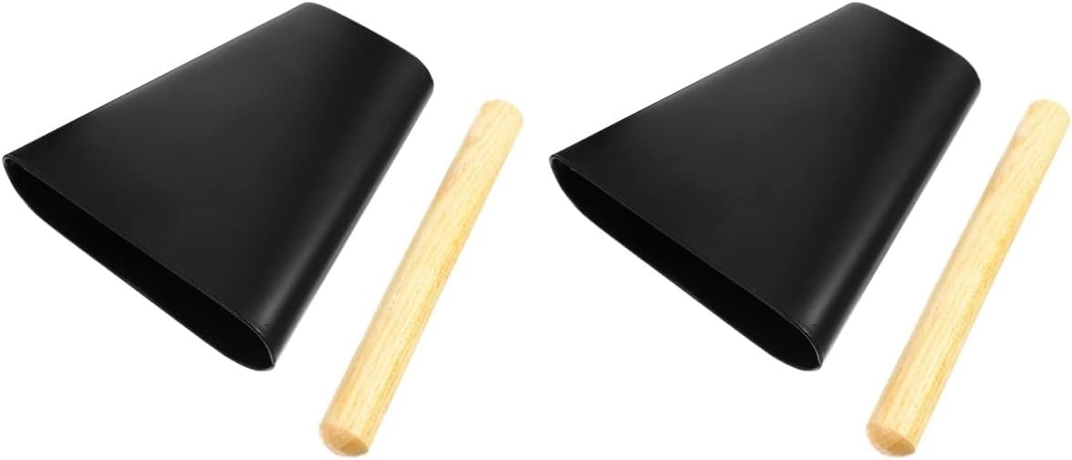 Milisten Percussion Cowbell 2pcs 6 Metal Cowbell Wooden Stick Musical Instrument Accessories Noise Makers for Sporting Events Noise Maker Bell Drum Sticks Cow Bell Drum Kit Handheld Child