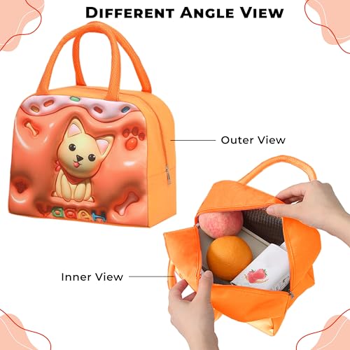 Image of Kraptick Compact & Stylish Design Printed Tiffin Bag for Children Insulated Lunch Bag for Kids Perfect Leakproof Keeps Hot and Cold Lunch Bag for School (Orange Shiba Inu)