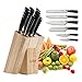 Ausker - Set Coltelli in Acciaio con Ceppo Coltelli e Affilacoltelli Incorporato