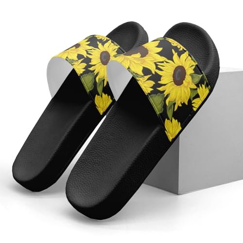 Pitovozu Beautiful Yellow Sunflowers Slippers for Women Men Comfotable Sandals Non Slip Home Bedroom Pool Shower Outdoor Slide Slippers3