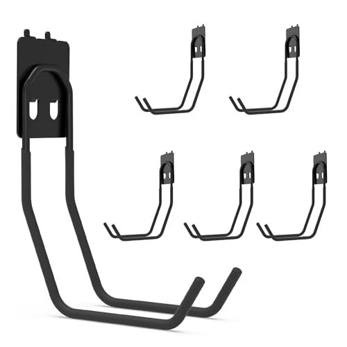 HUHOLE 6 Pack Large Double Arm Pegboard Hooks for 1/4 Inch Pegboard