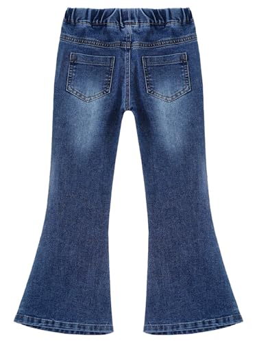 Girl's Flared Jeans for Teens Elastic Waisted Wide Straight Leg Bell Bottom Jeans Denim Pants with Pockets3