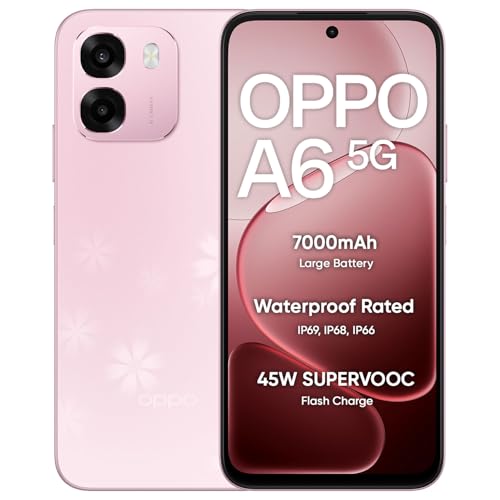 Image of OPPO A6 5G Smartphone 6GB+256GB White | 6.7-inch 120Hz Display, 7000mAh Battery, 45W Fast Charging, 8MP & 50MP Camera, Dimensity 6300 Processor, IP69