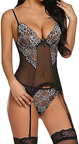 Women Lingerie Lace Strap Chemise Womens Suspender Pantyhose High Waist Fishnet Tights Fishnet Stockings Thigh High Stockings Black