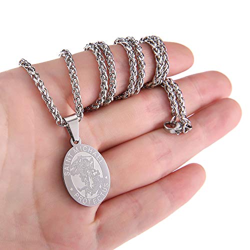 Zocomi Catholic First Communion/Confirmation Gifts for Boys Men,Saint Christopher/Michael/Anthony/Jude/Joseph Medal Necklace，Oval Saint Patron Medal Religious Amulet Gifts4