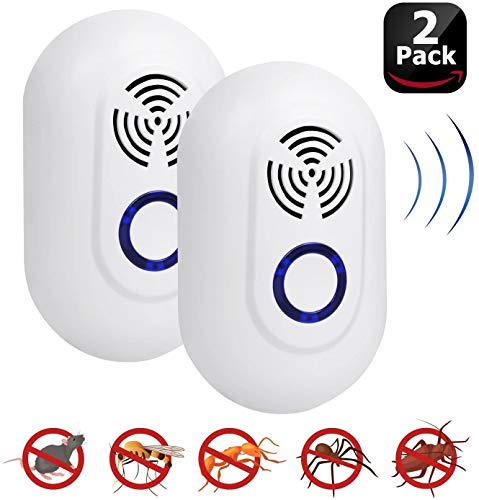 ADORIC Repelente Ultrasónico Mosquitos Control de Plagas para Las Moscas, Cucarachas, Arañas, Hormigas, Ratas y Ratones, Insectos Antimosquitos Eléctrico Extra Fuerte para Interiores (2 Packs)