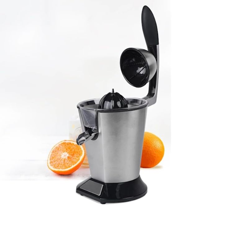 DRINKPOD Premium Electric Orange Juicer | Stainless Steel Citrus Squeezer With New Ultra-Powerful Motor and Soft Grip Handle for Effortless Juicing, Auto Shutoff, Dishwasher-safe Parts, Pulp Control