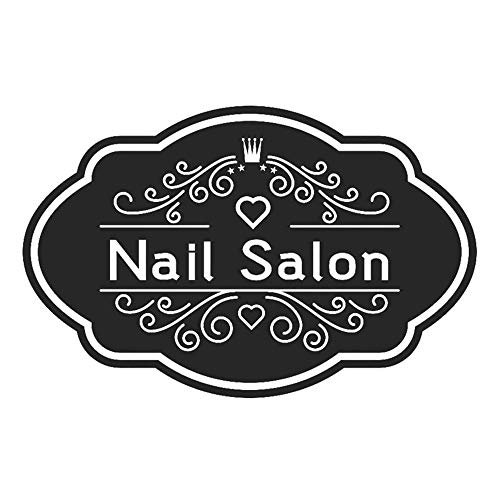 Nail Salon Window Decal Vinyl Wall Sticker Art Decoration Beauty Hair Salon Sign Custom Shop Name Removable Mural (16.5 x10.6 , Black)